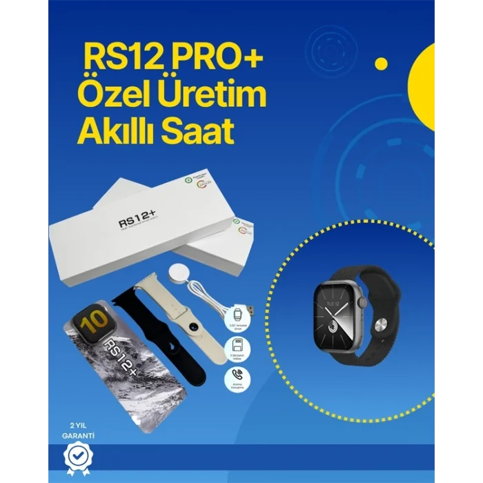 BUĞZ . RS12 PRO+ 2025 Serisi Full Ekranlı Akıllı Saat – 2GB Hafıza, Titanyum Kasa, Suya Dayanıklı, Uzun Şarj Süresi Garantili Model