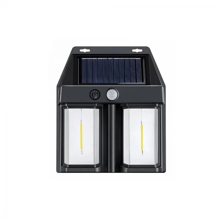 BUĞZ Rustik Ampul İkili Solar Duvar Aplik Güneş Enerjili Hareket Sensörlü