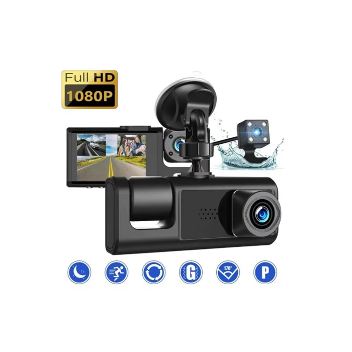  S-1 1080p Araç içi Kamera 3 Kameralı ( Ön Görüş - Geri görüş - İç Görüş ) Gece Görüşlü
