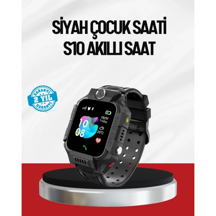 BUĞZ S10 Akıllı Çocuk Saati Siyah Model Çift Yönlü Konuşma ve SOS