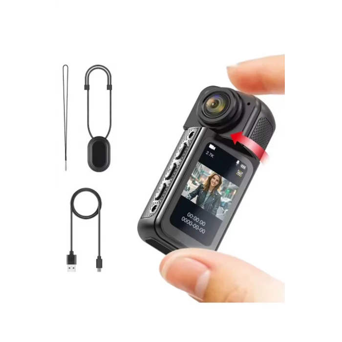 BUĞZ S70 Mıknatıslı Yaka Kamerası Hd Kalite, 30 Fps, Kolay Bağlantı, Boyun Askısı 2.7k Siyah