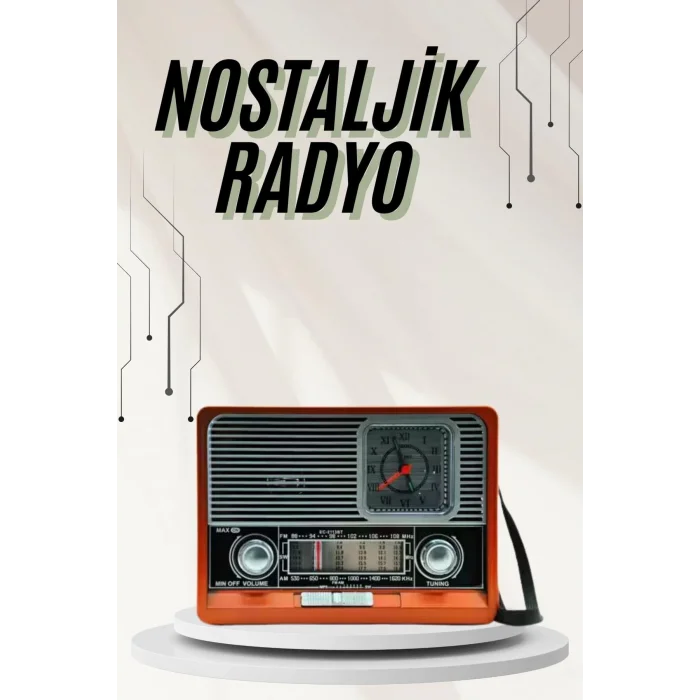  Saatli Fenerli Bluetooth Nostaljik Radyo AUX SD USB Girişli Bluetooth Hoparlör