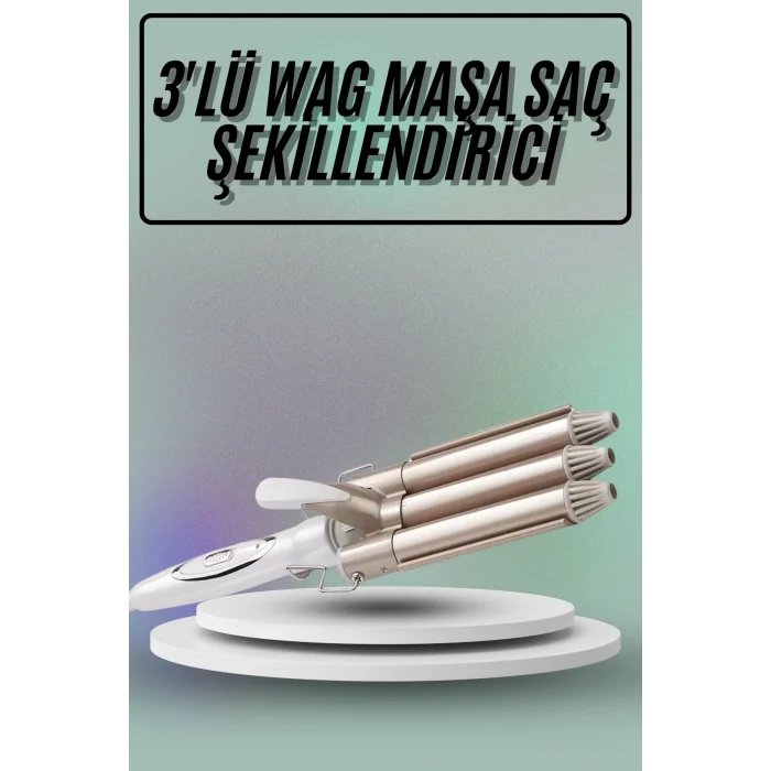 Saç Şekillendirici Wag Maşa Üçlü Yüksek Isı Ayarlı Seramik Kaplama