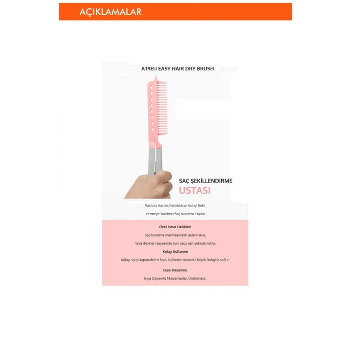 BUĞZ Saçlara Kolay Şekil Veren Saç Kurutma Fırçası Apıeu Easy Hair Dry Brush
