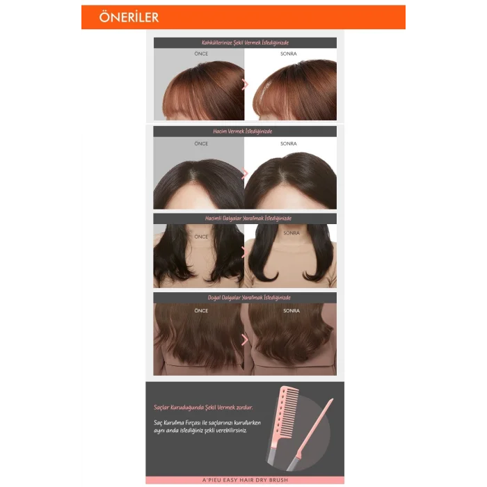 BUĞZ Saçlara Kolay Şekil Veren Saç Kurutma Fırçası Apıeu Easy Hair Dry Brush