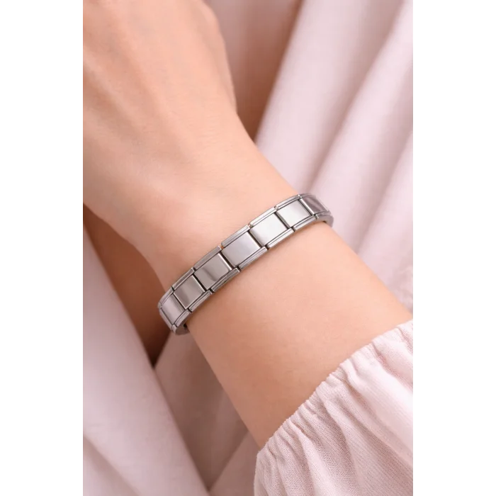 BUĞZ Sade Çelik Nomination Bileklik | Paslanmaz Çelik Esnek Bileklik | Zamansız ve Şık Tasarım