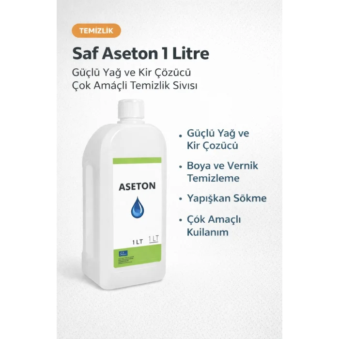 BUĞZ Saf Aseton 1 Litre Güçlü Yağ ve Kir Çözücü Çok Amaçlı Temizlik Sıvısı 1 ADET