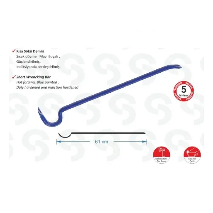  Sait Demirci SK 6000 Kısa Sökü Demiri - 1200 gr, 61cm