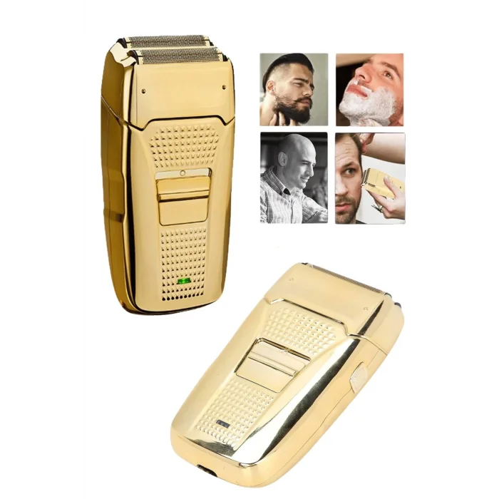  Sakal Kesme Tıraş Makinesi Paslanmaz Çelik Gold Şarjlı