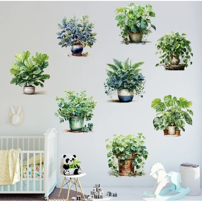 BUĞZ Saksılı Çiçek Tasarımlı 8li Sticker Bx40