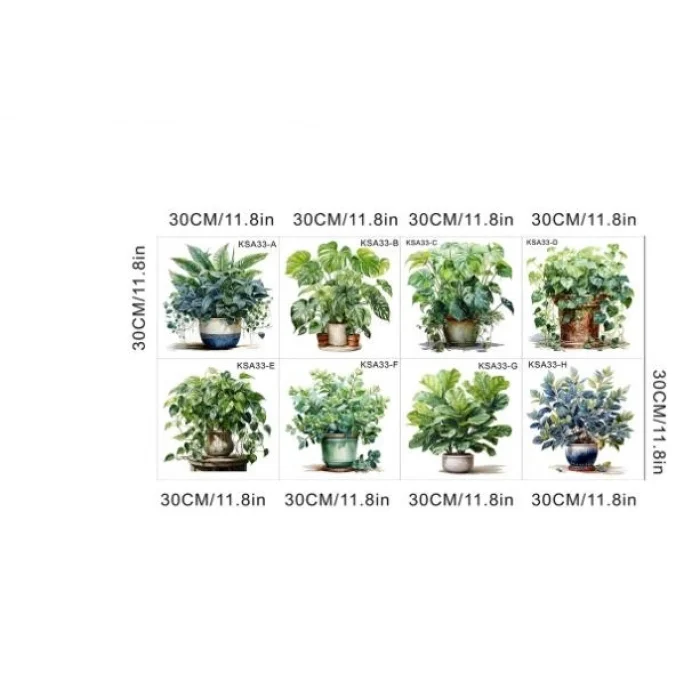 BUĞZ Saksılı Çiçek Tasarımlı 8li Sticker Bx40