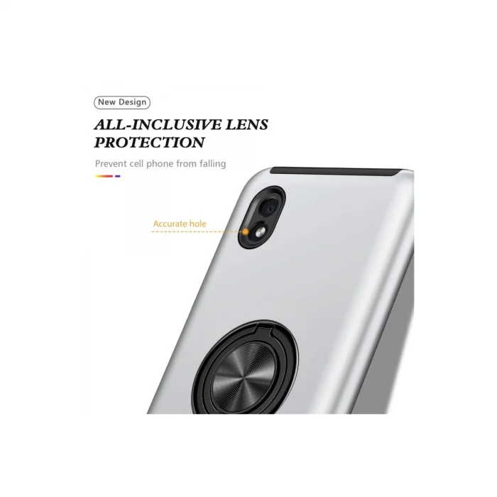 BUĞZ Samsung Galaxy A01 Core Kılıf Elit Yüzüklü Kapak - Gümüş