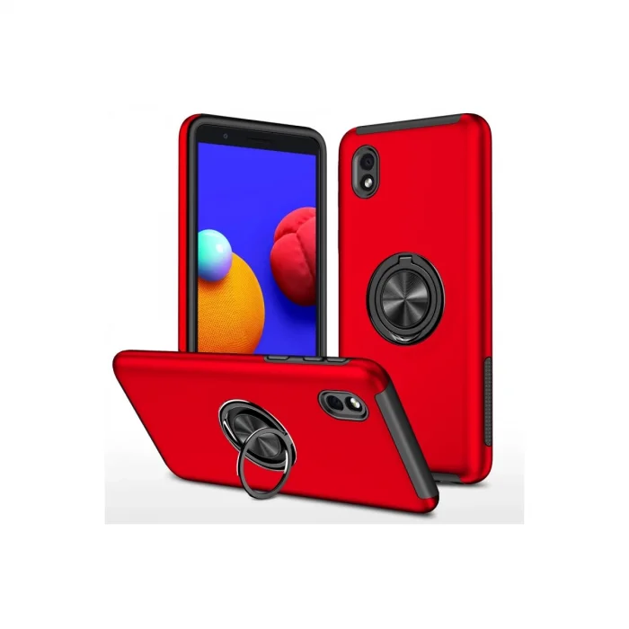 BUĞZ Samsung Galaxy A01 Core Kılıf Elit Yüzüklü Kapak - Kırmızı