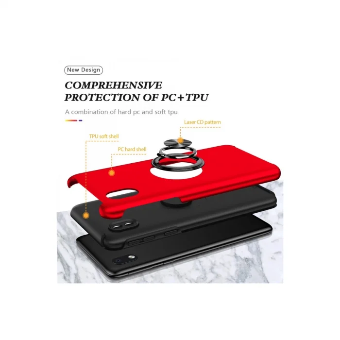 BUĞZ Samsung Galaxy A01 Core Kılıf Elit Yüzüklü Kapak - Kırmızı