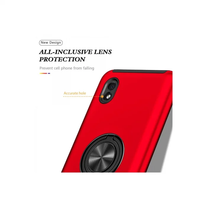 BUĞZ Samsung Galaxy A01 Core Kılıf Elit Yüzüklü Kapak - Kırmızı
