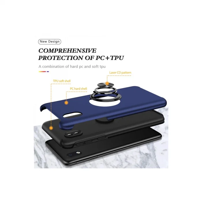 BUĞZ Samsung Galaxy A01 Core Kılıf Elit Yüzüklü Kapak - Lacivert