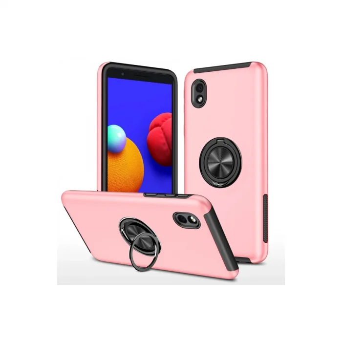 BUĞZ Samsung Galaxy A01 Core Kılıf Elit Yüzüklü Kapak - Pembe
