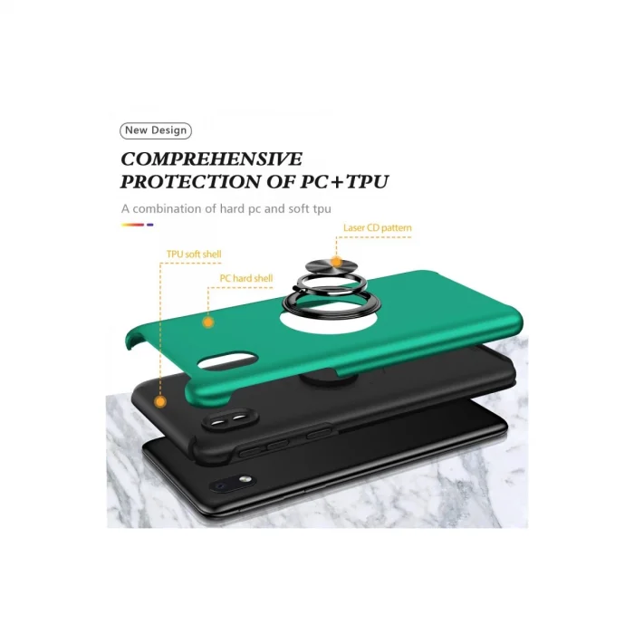 BUĞZ Samsung Galaxy A01 Core Kılıf Elit Yüzüklü Kapak - Yeşil