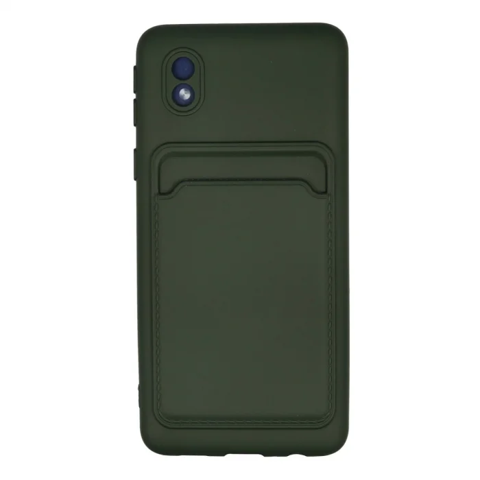 BUĞZ Samsung Galaxy A01 Core Kılıf Kelvin Kartvizitli Silikon - Koyu Yeşil