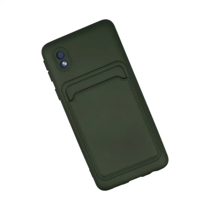 BUĞZ Samsung Galaxy A01 Core Kılıf Kelvin Kartvizitli Silikon - Koyu Yeşil