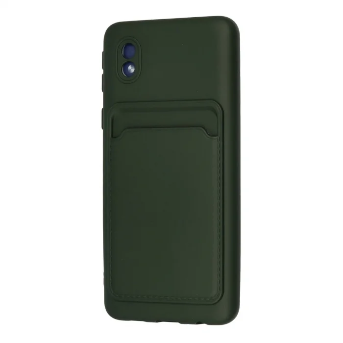 BUĞZ Samsung Galaxy A01 Core Kılıf Kelvin Kartvizitli Silikon - Koyu Yeşil