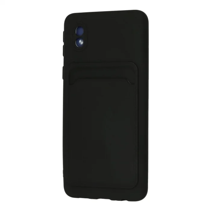 BUĞZ Samsung Galaxy A01 Core Kılıf Kelvin Kartvizitli Silikon - Siyah