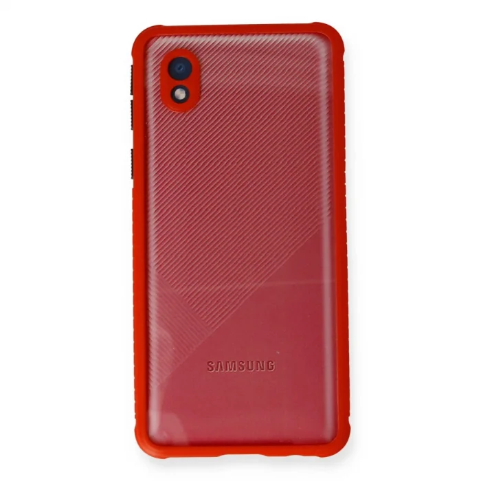 BUĞZ Samsung Galaxy A01 Core Kılıf Miami Şeffaf Silikon - Kırmızı