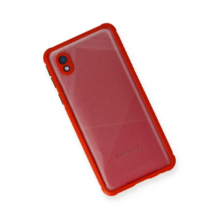 BUĞZ Samsung Galaxy A01 Core Kılıf Miami Şeffaf Silikon - Kırmızı