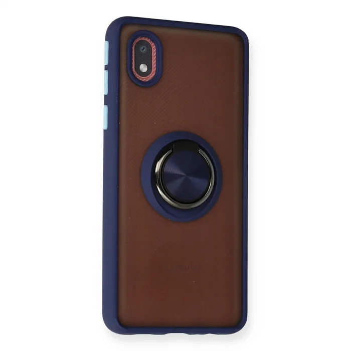 BUĞZ Samsung Galaxy A01 Core Kılıf Montreal Yüzüklü Silikon Kapak - Lacivert