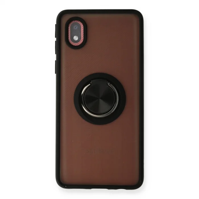 BUĞZ Samsung Galaxy A01 Core Kılıf Montreal Yüzüklü Silikon Kapak - Siyah