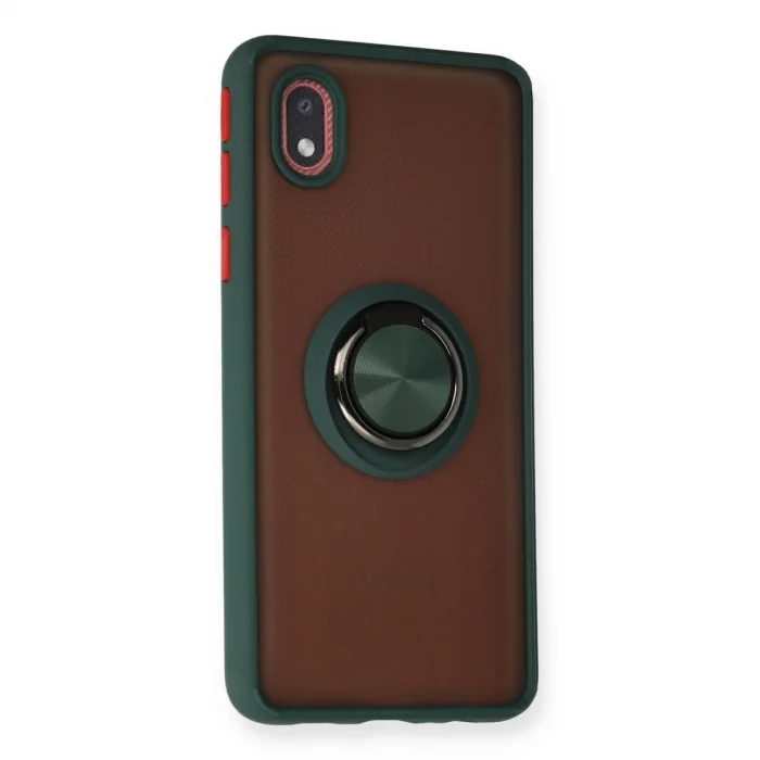 BUĞZ Samsung Galaxy A01 Core Kılıf Montreal Yüzüklü Silikon Kapak - Yeşil