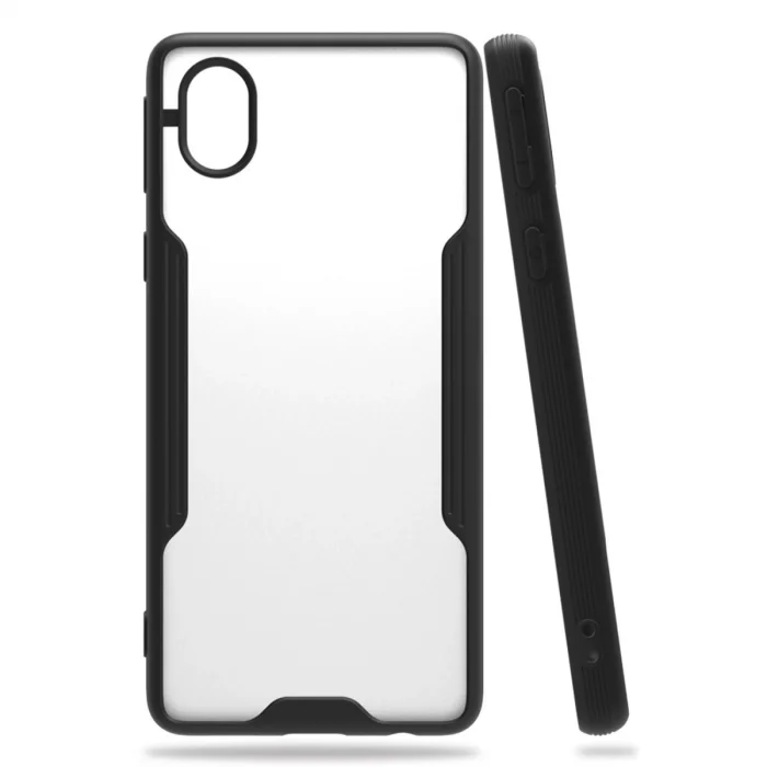 BUĞZ Samsung Galaxy A01 Core Kılıf Platin Silikon - Siyah