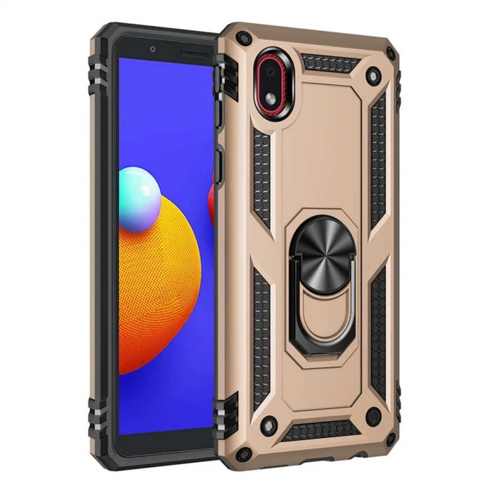 BUĞZ Samsung Galaxy A01 Core Kılıf Sofya Yüzüklü Silikon Kapak - Gold