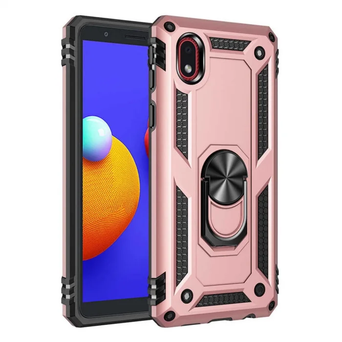 BUĞZ Samsung Galaxy A01 Core Kılıf Sofya Yüzüklü Silikon Kapak - Rose