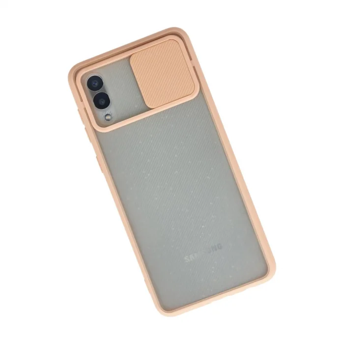 BUĞZ Samsung Galaxy A02 Kılıf Palm Buzlu Kamera Sürgülü Silikon - Pembe