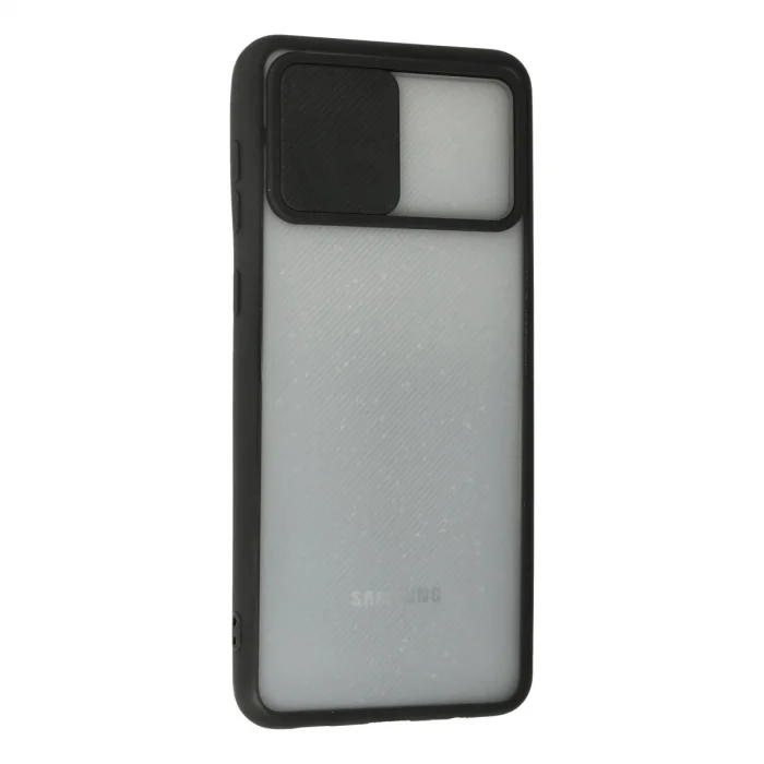 BUĞZ Samsung Galaxy A02 Kılıf Palm Buzlu Kamera Sürgülü Silikon - Siyah