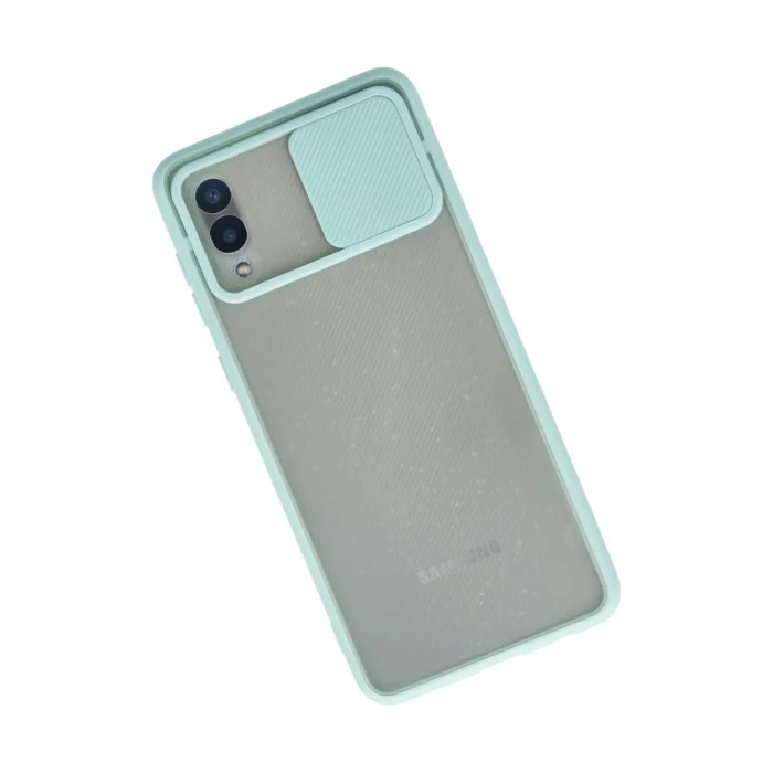 BUĞZ Samsung Galaxy A02 Kılıf Palm Buzlu Kamera Sürgülü Silikon - Turkuaz