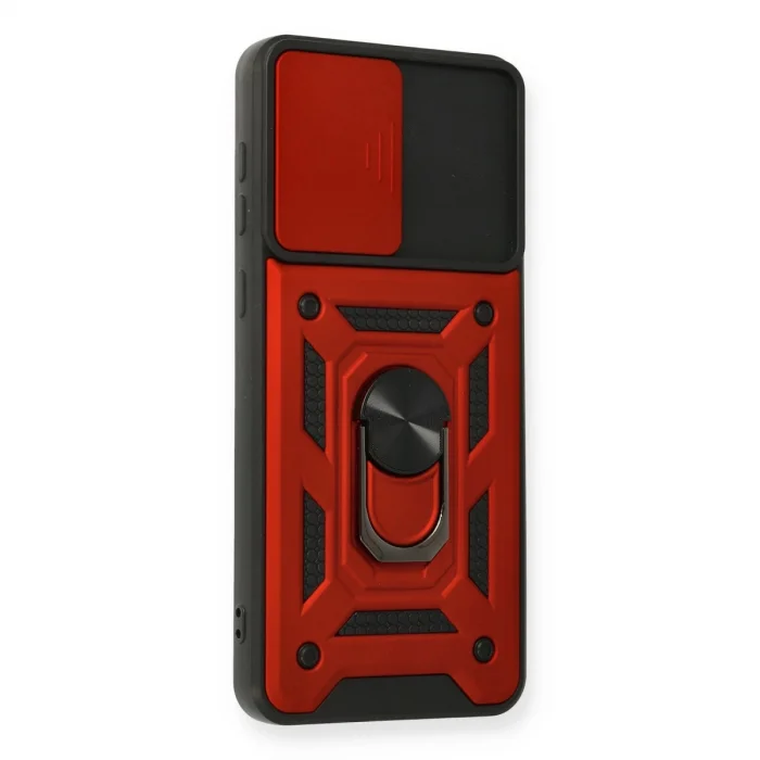 BUĞZ Samsung Galaxy A02 Kılıf Pars Lens Yüzüklü Silikon - Kırmızı