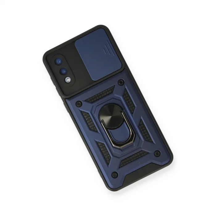 BUĞZ Samsung Galaxy A02 Kılıf Pars Lens Yüzüklü Silikon - Lacivert