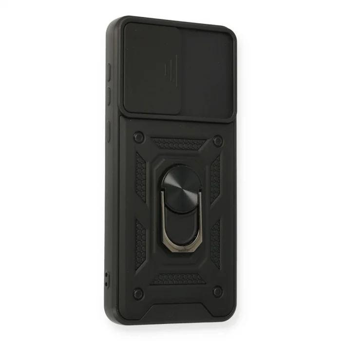 BUĞZ Samsung Galaxy A02 Kılıf Pars Lens Yüzüklü Silikon - Siyah