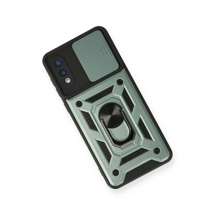 BUĞZ Samsung Galaxy A02 Kılıf Pars Lens Yüzüklü Silikon - Yeşil