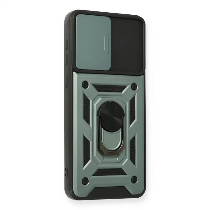 BUĞZ Samsung Galaxy A02 Kılıf Pars Lens Yüzüklü Silikon - Yeşil