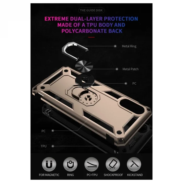 BUĞZ Samsung Galaxy A02 Kılıf Sofya Yüzüklü Silikon Kapak - Gold