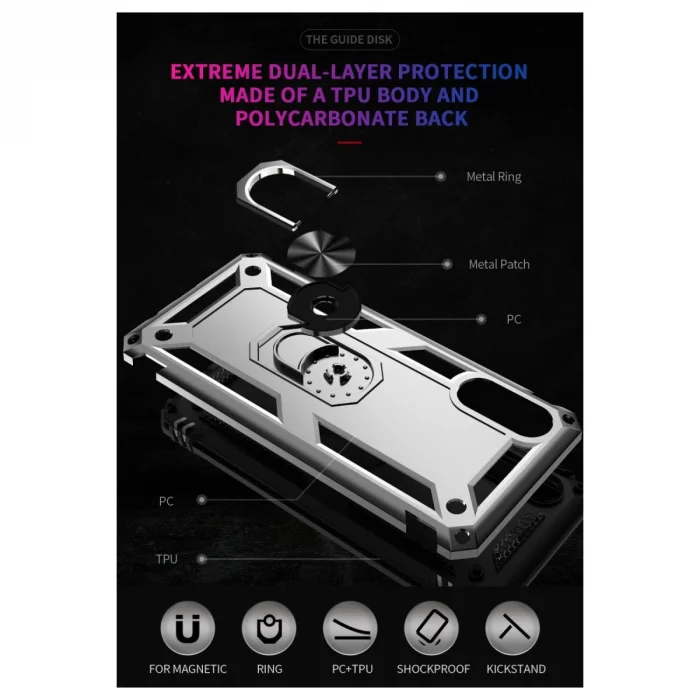 BUĞZ Samsung Galaxy A02 Kılıf Sofya Yüzüklü Silikon Kapak - Gümüş