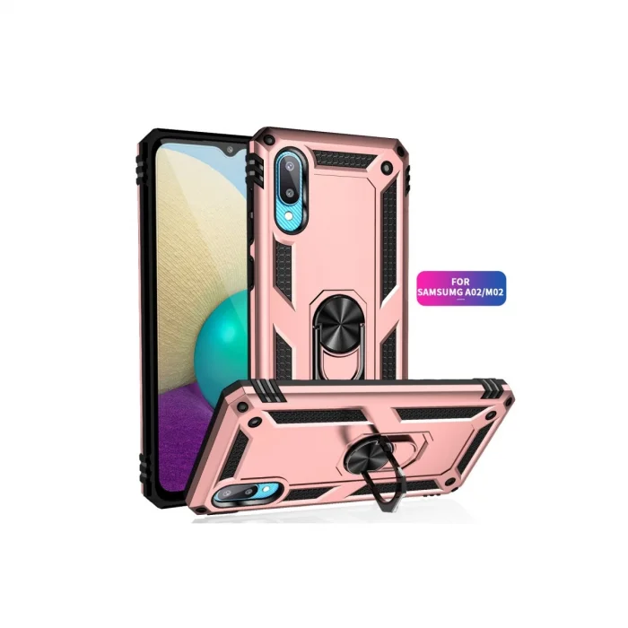 BUĞZ Samsung Galaxy A02 Kılıf Sofya Yüzüklü Silikon Kapak - Rose