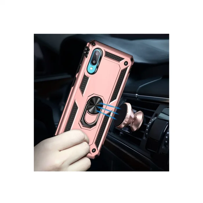 BUĞZ Samsung Galaxy A02 Kılıf Sofya Yüzüklü Silikon Kapak - Rose