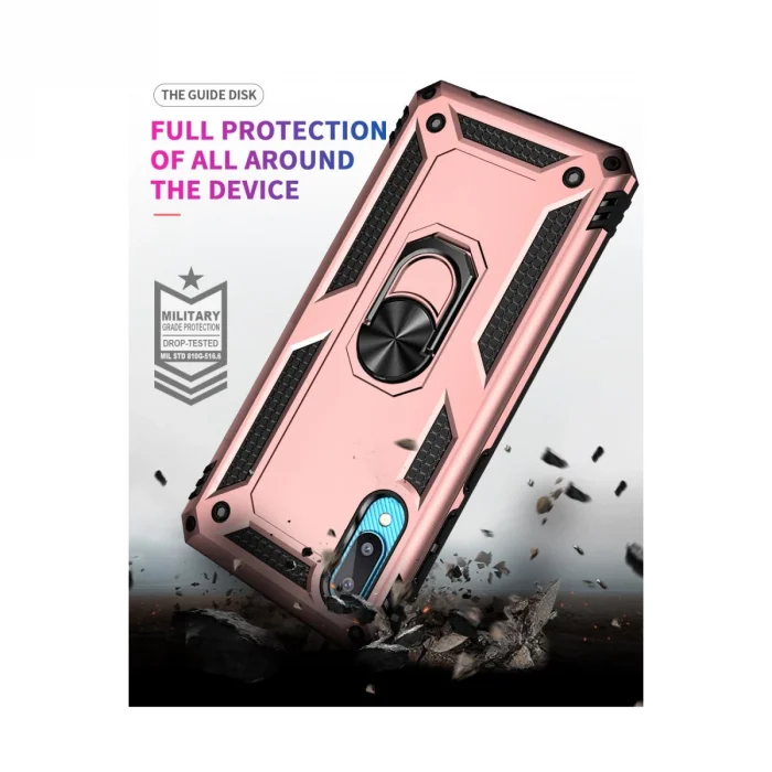 BUĞZ Samsung Galaxy A02 Kılıf Sofya Yüzüklü Silikon Kapak - Rose