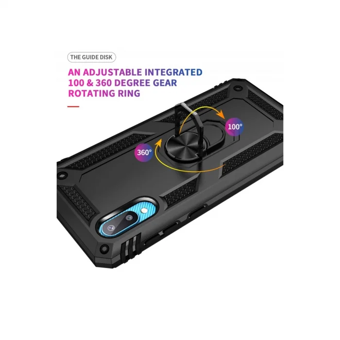 BUĞZ Samsung Galaxy A02 Kılıf Sofya Yüzüklü Silikon Kapak - Siyah