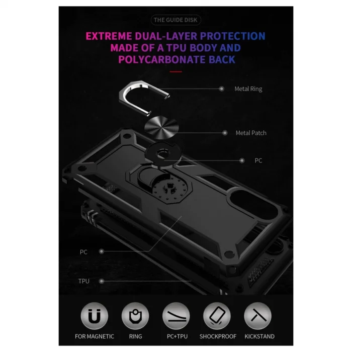 BUĞZ Samsung Galaxy A02 Kılıf Sofya Yüzüklü Silikon Kapak - Siyah