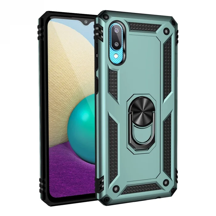 BUĞZ Samsung Galaxy A02 Kılıf Sofya Yüzüklü Silikon Kapak - Yeşil